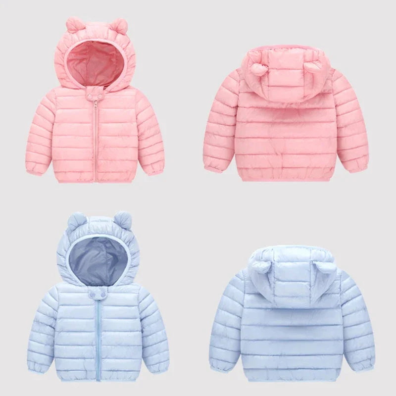 Ropa bonita de invierno para niñas, abrigos ligeros para niños con capucha para orejas, chaqueta de primavera para niñas, ropa para niños pequeños, abrigo para niños