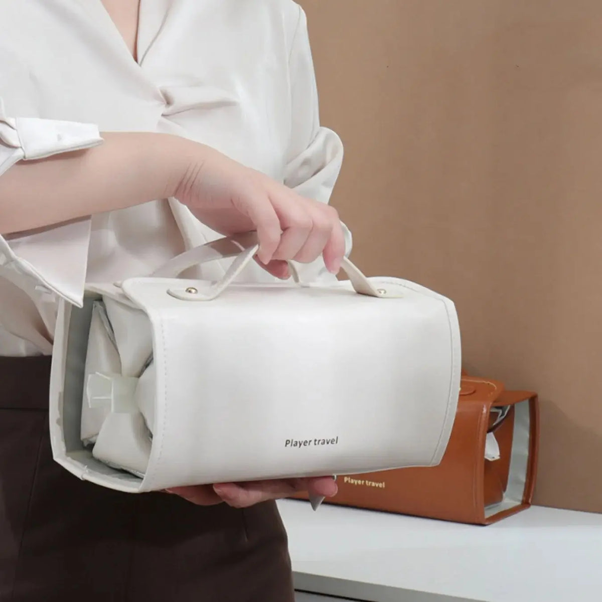 Detachable and Foldable Makeup Bag with Large Capacity for Skincare/Cosmetics, Easy to Organize and Classify, No Need to Search, Convenient to Access, Dual Handles for Travel, Portable Four-In-One Makeup Bag