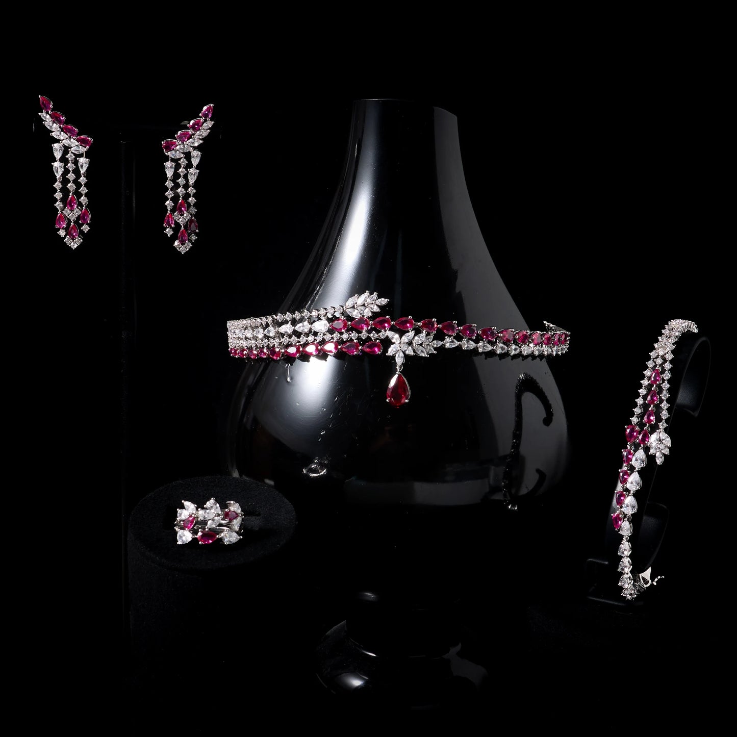 IN JEWELIFE Luxury Choker Neck Necklaces Gift Set for Women Jewelry Sets Unique Color Cubic Zirconia Wedding Accessories
