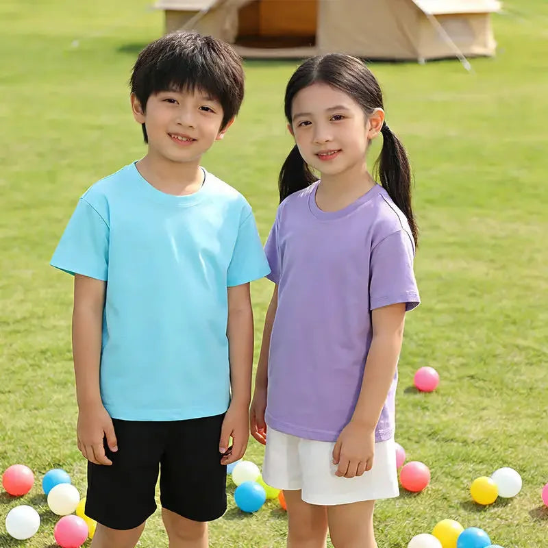 3-13 Years Boys Tshirts Cotton Short Sleeve Girls Clothes Summer Solid T-shirt Teenage Children Tees Kids Korean Top Baby Cloth