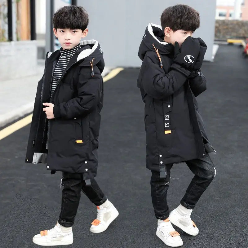 New Children parka kids Winter Down cotton Jacket snowsuit Clothing Big Boy Warm Coat Thicken Outerwear toddler clothes + gloves