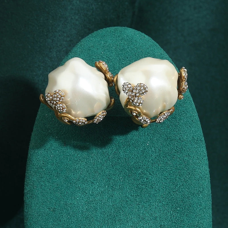Baroque Style Freshwater Pearls Necklace Jewelry Sets For Women Gold Color Wedding Ring Set Bridal Nightwear Pendant 2025 Trend