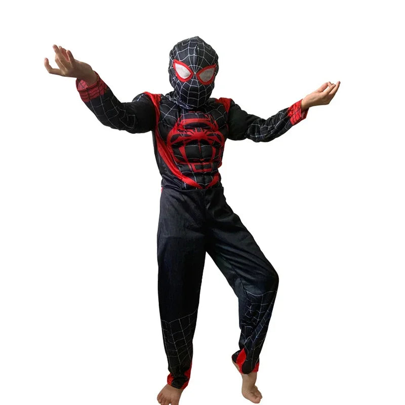 Movie Superhero Spider Man Captain America Iron Man Thor Hulk Cosplay Costume Muscle Bodysuit Jumpsuit for Kids Halloween Party