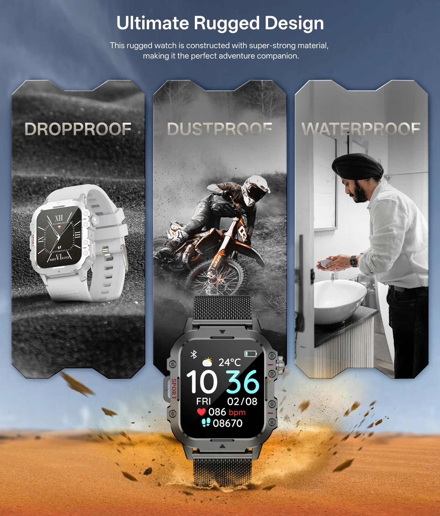 2026 New Military Smart Watch Men IP67 3ATM Outdoor Sports Fitness Tracker Health Monitor 1.44Inch BT Call Smartwatch