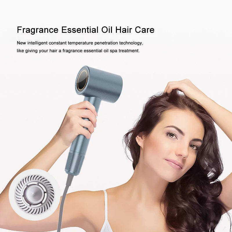 Negative ion and water ion hair dryer, high airflow for home use, 8 drying modes, deep conditioning for frizzy hair.