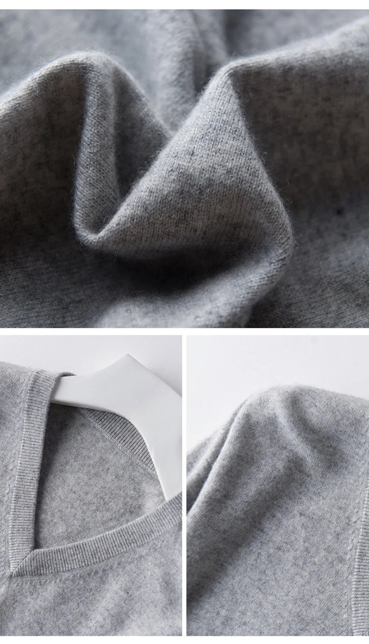 Cashmere Cotton Blend Classic V-neck Knitted Sweater Men Pullover 2024 Autumn Winter Soft Warm Business Casual Jumper pull homme