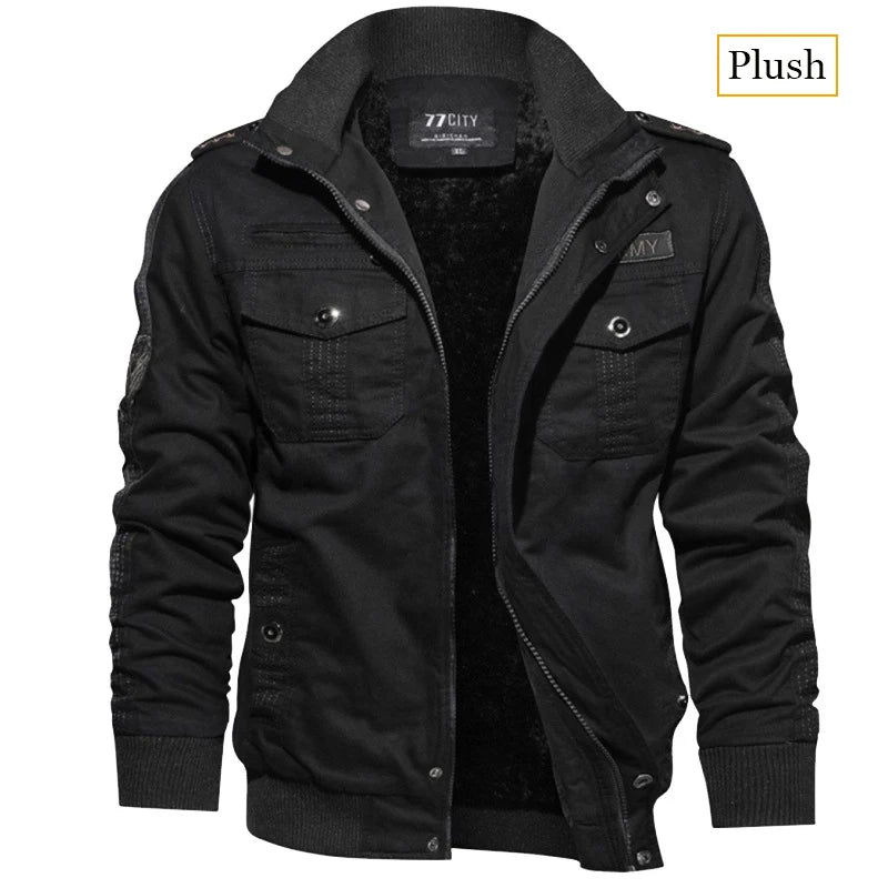 2024 Men's Tactical Jacket Autumn Winter Fleece Tactical Jackets Men Casual Multiple Pockets Windproof Outdoor Workwear Coat