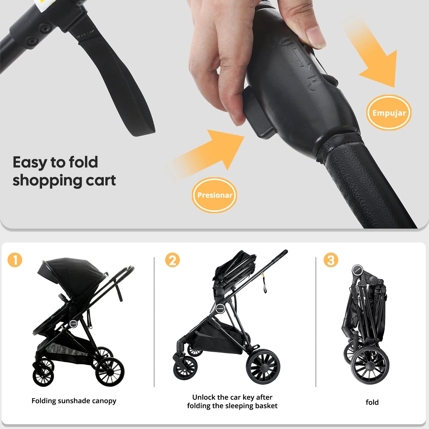 Foldable newborn stroller, Baby Stroller 2-in-1, outdoor camping vehicle, can be pushed in both directions, Christmas gifts