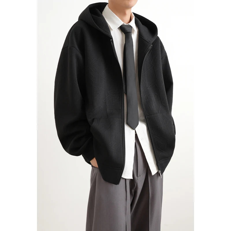 Jacket Mens 2025 Autumn New Hooded Jacket man Streetwear Trendy Outerwear Innovative Fabric Casual Coat Urban Style Lightweight