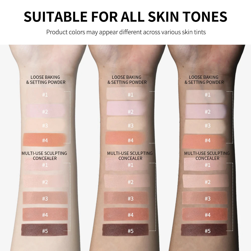 2pcs Face Makeup Set With Concealer And Loose Setting Powder Natural Face Smooth Matte Finish Women Cosmetics Korean Makeup
