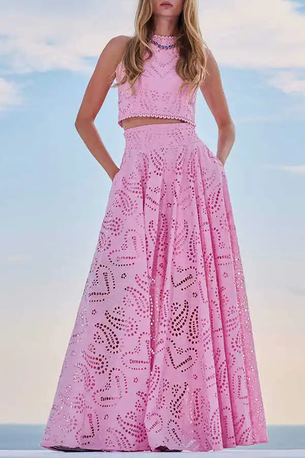 Casual Summer Spring Svel Long Dr Two Piece Set Women's Loose Holiday Sle Top And Skirt Ensemble Faionable Outfit