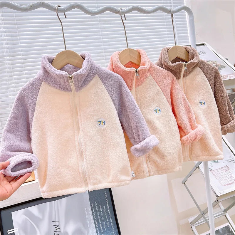 2026 New Girls Jackets Autumn Coat Winter Thermal Fleece Jacket for Children 1-10Yrs Kids Coats Warm Korean Outerwear