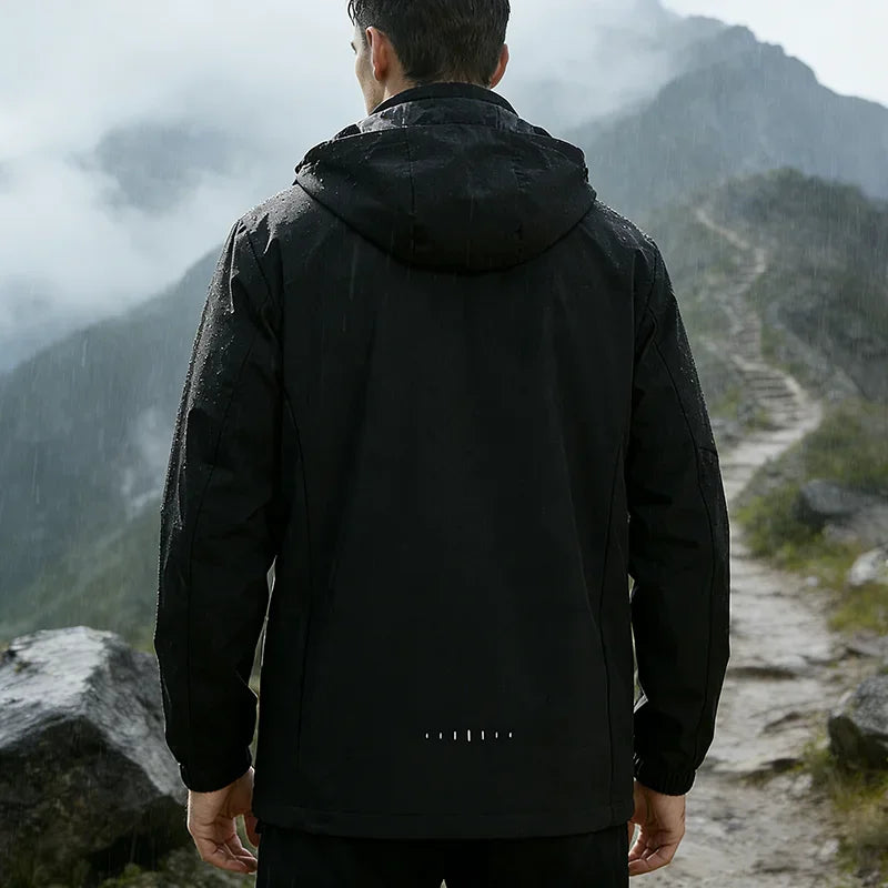 Mens Hooded Waterproof Jackets Autumn Lightweight Outdoor Raincoat Hiking Climbing Windproof Jacket Fashion Windbreaker Coat Man