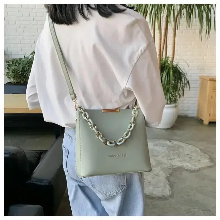 Women's Leather Fashion Senior Small Fresh Chain Bucket Bag Shoulder Crossbody Handbag Tote Bags for Women Bolsos Para Mujer