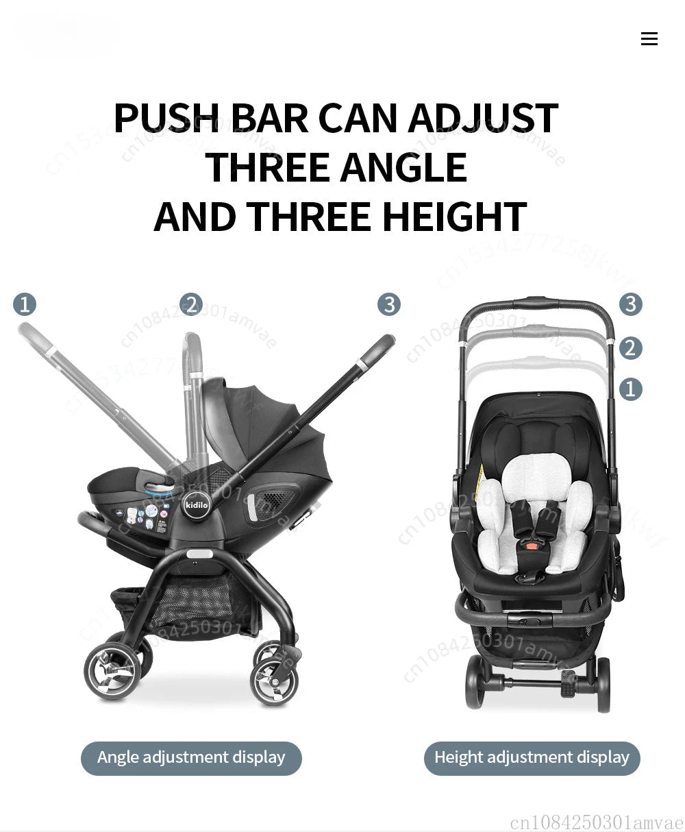 Kodilo baby safety stroller, child safety seat, newborn baby sleeping basket can be pushed in both directions Easy to operate