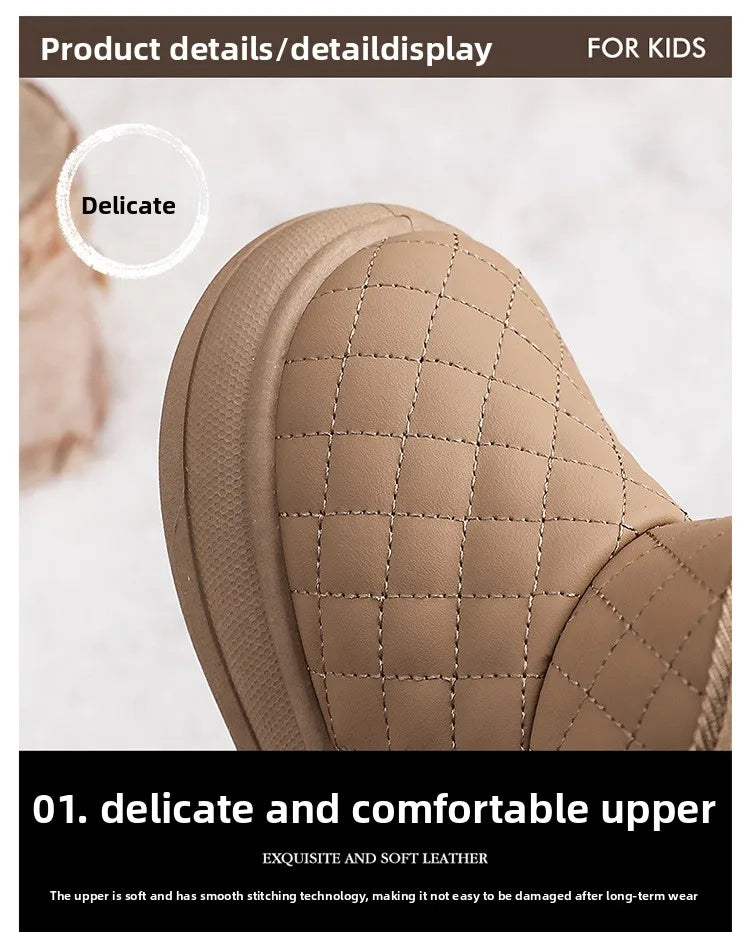 Winter Plush Boots For Children Soft Warm Velvet Snow Boots For Kids Anti-slippery Waterproof Boy's Girl's Winter Boots
