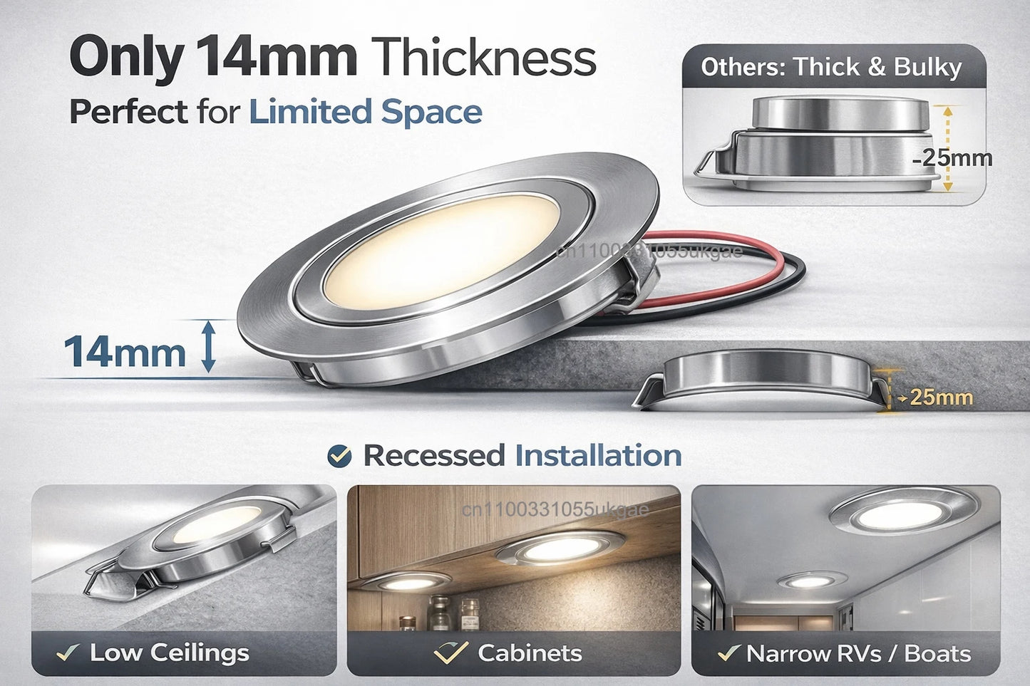 Ultra 14mm Thin LED Lights Mini LED Ceiling Spot Lighting 3W 5W 12V 24V Kitchen Bathroom Mirror Home Décor Lamps Dimming