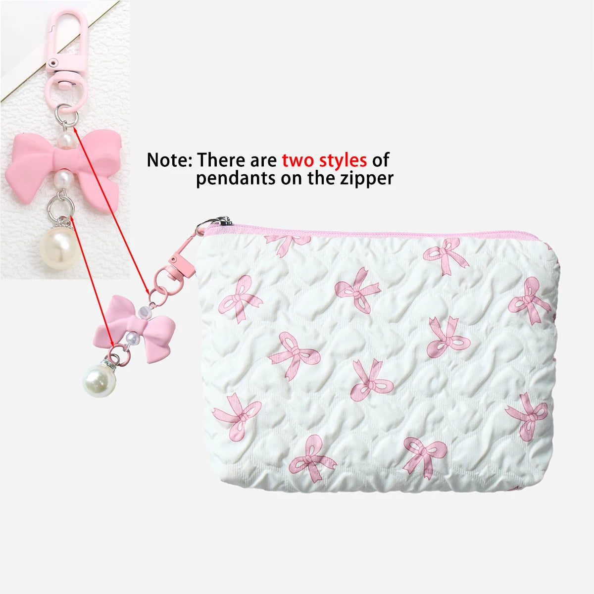 Embroidered Bow Makeup Bag, High Appearance Level, Coin Purse Storage Bag, Cute, Large Capacity, High-End Makeup Bag