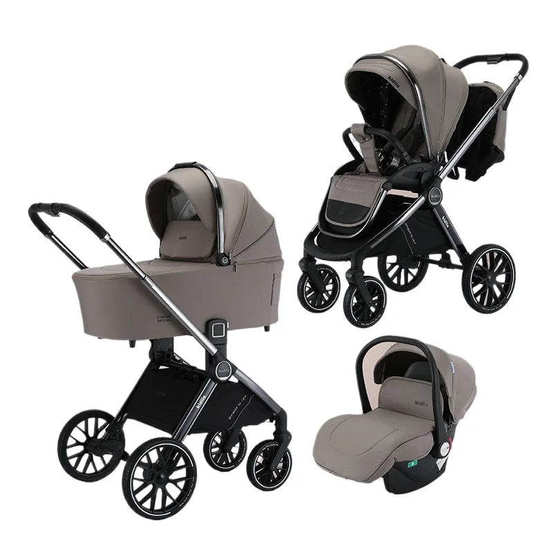 High-view 3-in-1 Baby Stroller Reversible Baby Stroller with Carrier Newborn Baby Stroller Shock Absorption Foldable