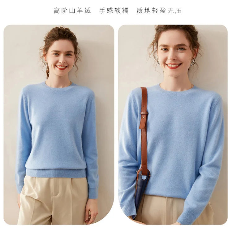 WinvyNee Cashmere Women Sweater Long Sleeve O neck Merino Wool Jumper Solid Knitwear Casual Pullover Tops Jumper Autumn A1054001