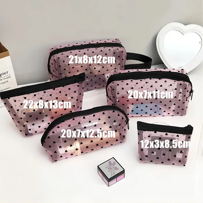 Makeup Bag Outdoor Personalized Transparent Nylon Mesh Cosmetic Bags Pouch Travel Organizer Zipper Beach Makeup Women's Purse