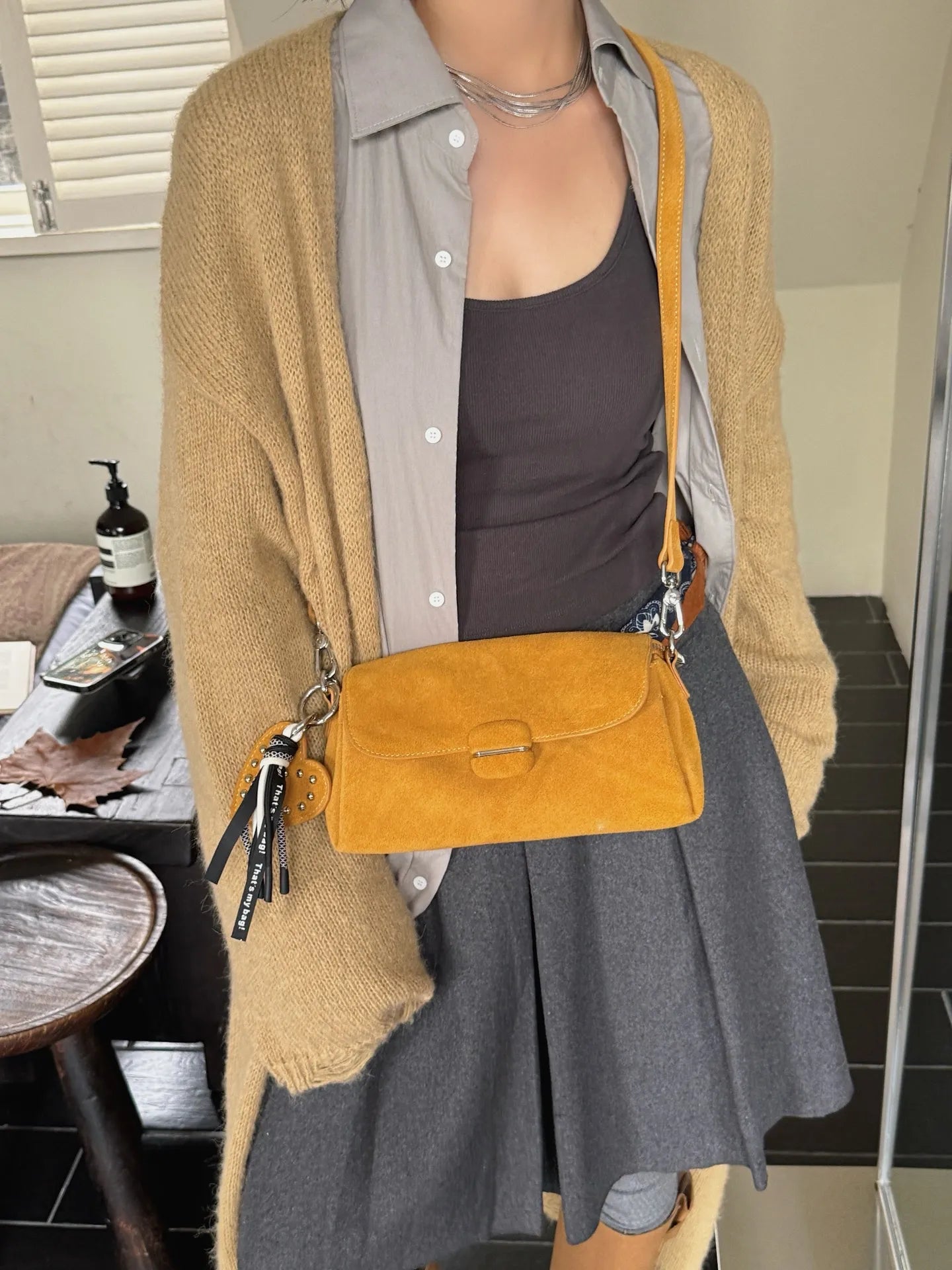 Genuine Grade Luxury Designer Women's Small Shoulder Crossbody Small Square Bags Suede Leather Female Daily Purse Underarm Bag
