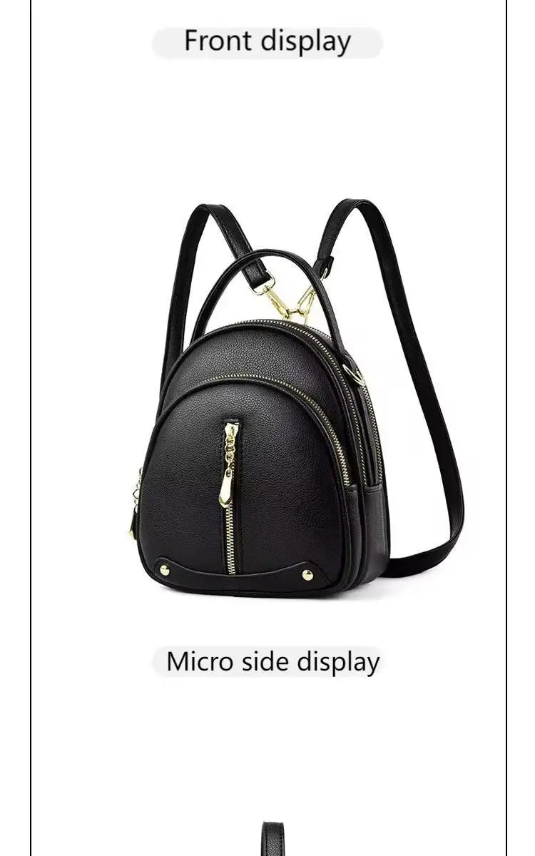 Women's Small Backpack, Light and Multifunctional, High Quality PU Handbag, One Shoulder Sling Student Handbag, Four Seasons