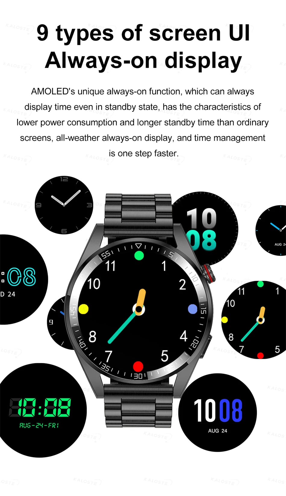 New Smart Watch Mens 4G Memory Local Music Player 454*454 AMOLED Screen Bluetooth Call Sports Man Smartwatch For Man Android iOS