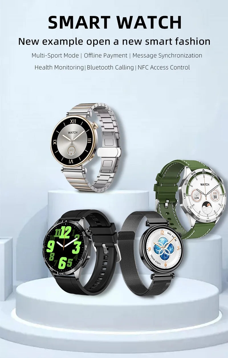 2024 New For Huawei GT 4 Smartwatch Men Women AMOLED NFC Compass Clock Bluetooth Call IP68 Waterproof Sport Smart Watch Bracelet