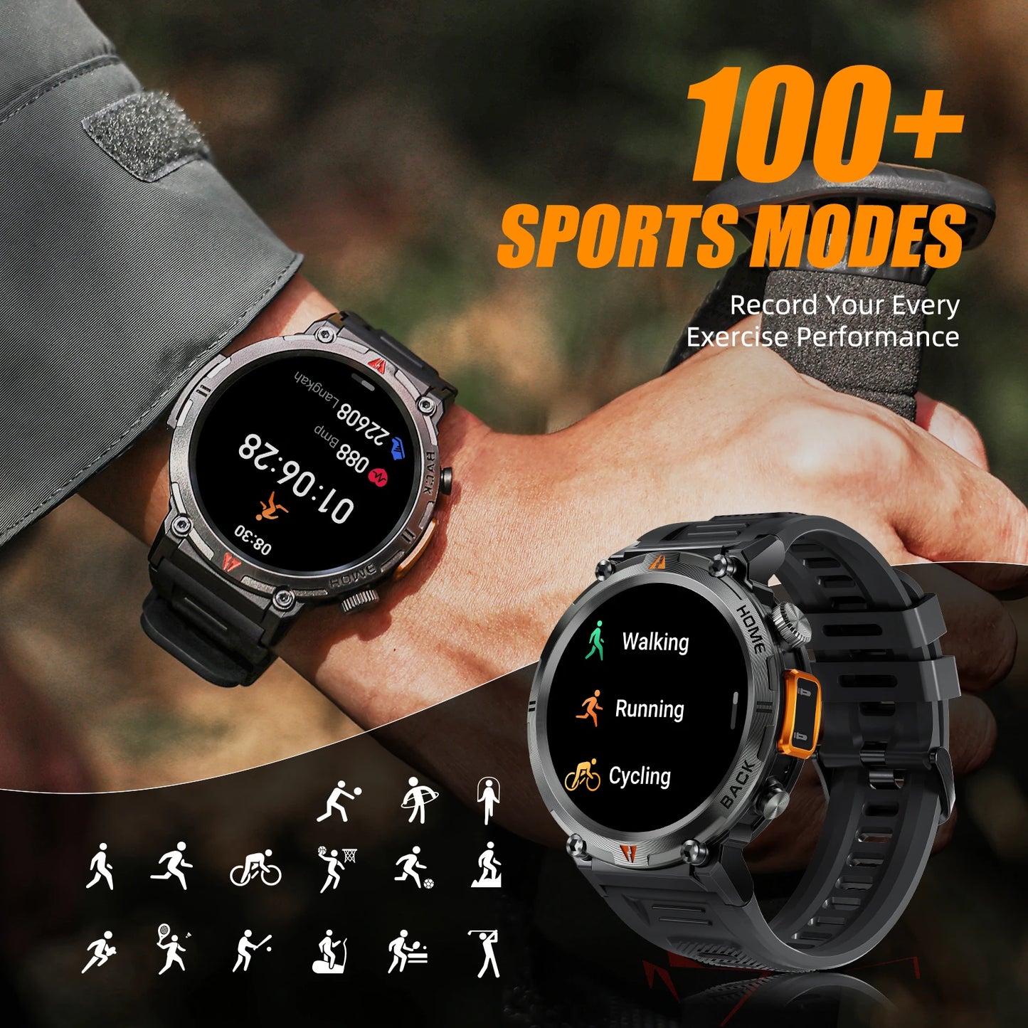 EIGIIS Smart Watch KE3 3ATM Waterproof Original And Genuine Men Bluetooth Call Health Monitor With Flashlight Factory Direct