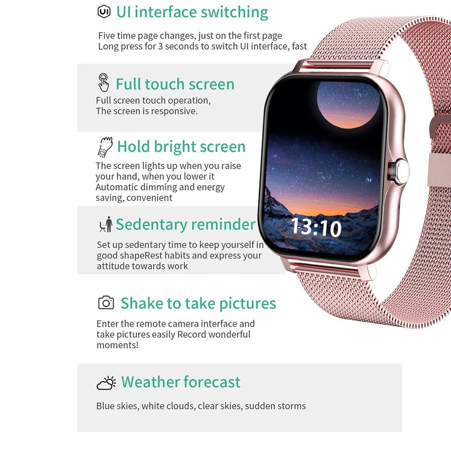 Smart Watch, Wireless Call/Dial, Multiple APP Reminders, Suitable for Men and Women, Sports Watch, Compatible with IPhone/Andrio