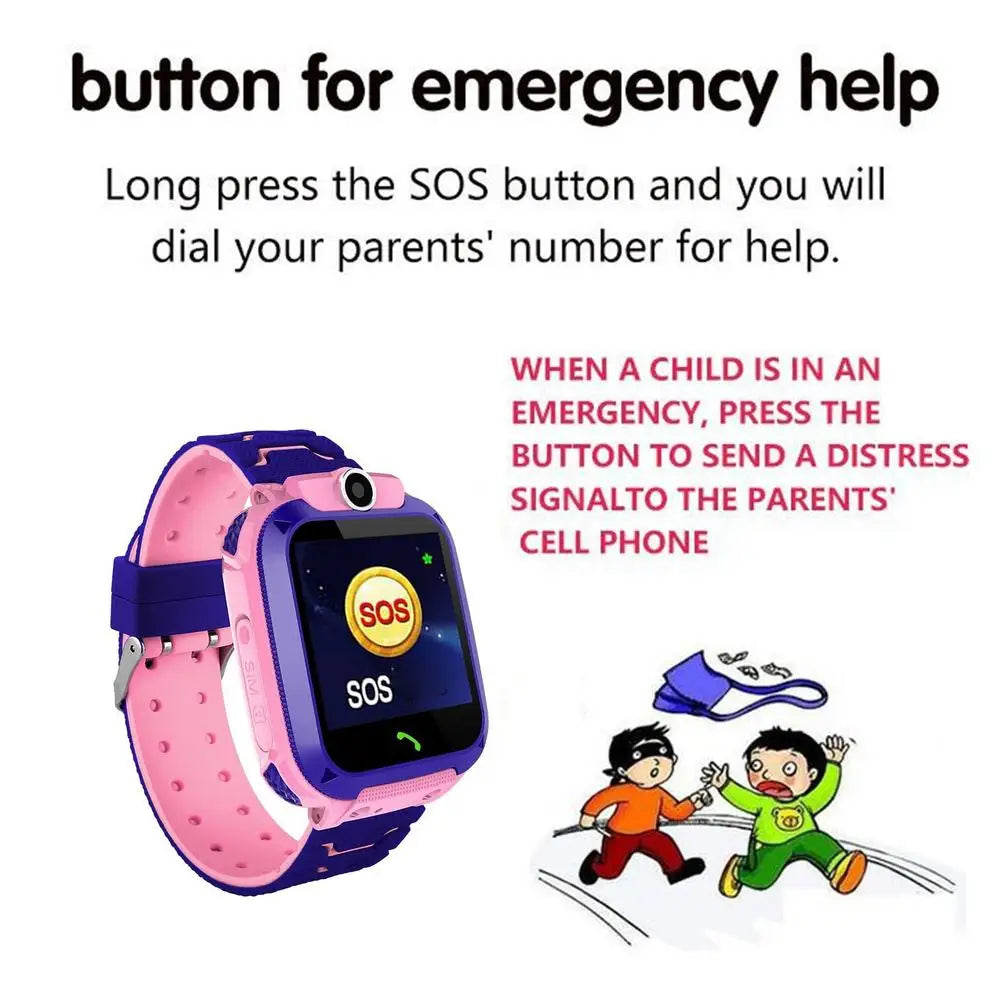 Kids Smart Watch SOS GPS Location Tracker Voice Call Chat Camera Flashlight Waterproof Smartwatch Children HD Touch Screen Watch