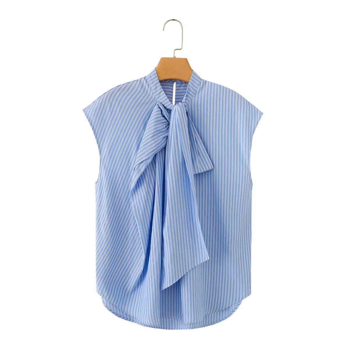 2026 New Women's Shirts Summer Fashion Striped Blouse Elegant Scarf Collar Office Women's Blouse Street Chic Young Tops