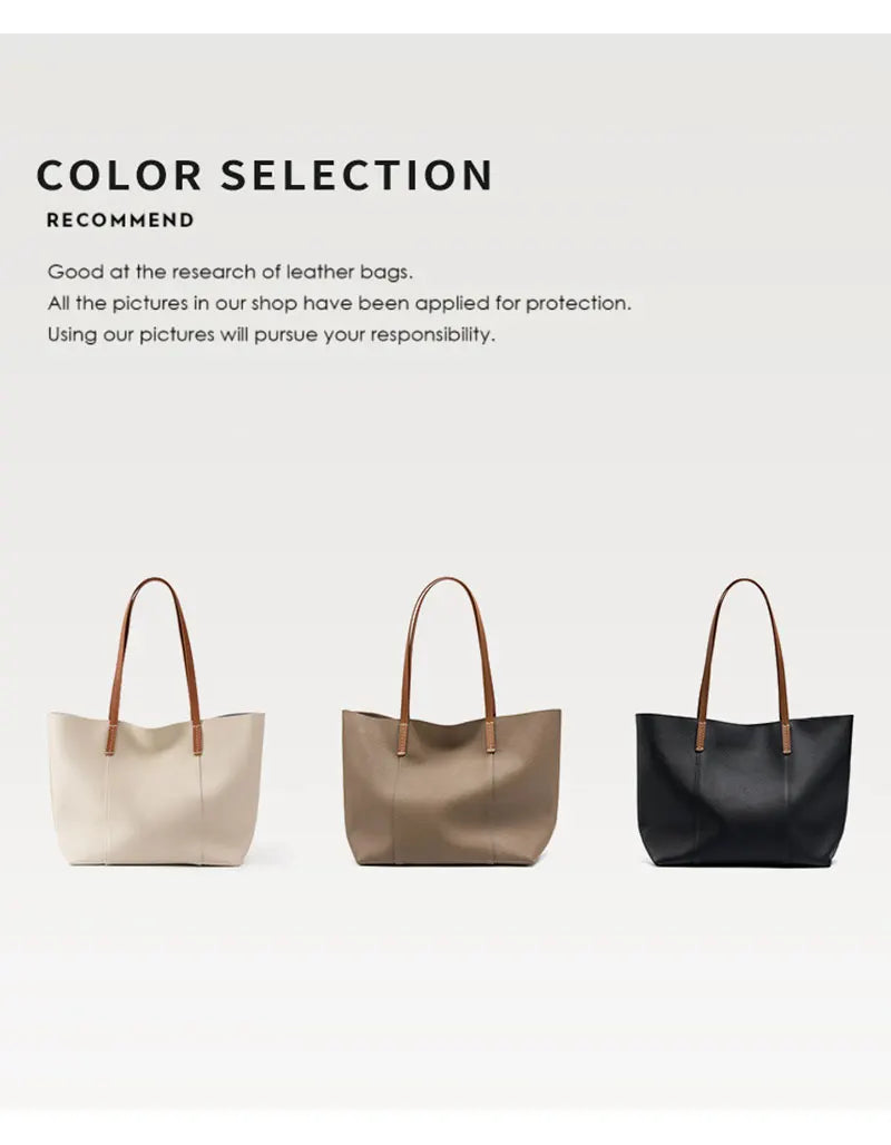 100% Genuine Leather Women's Tote Bags Luxury Designer Large Capacity Women Shoulder Bag Soft Cowhide Female Handbags 2378
