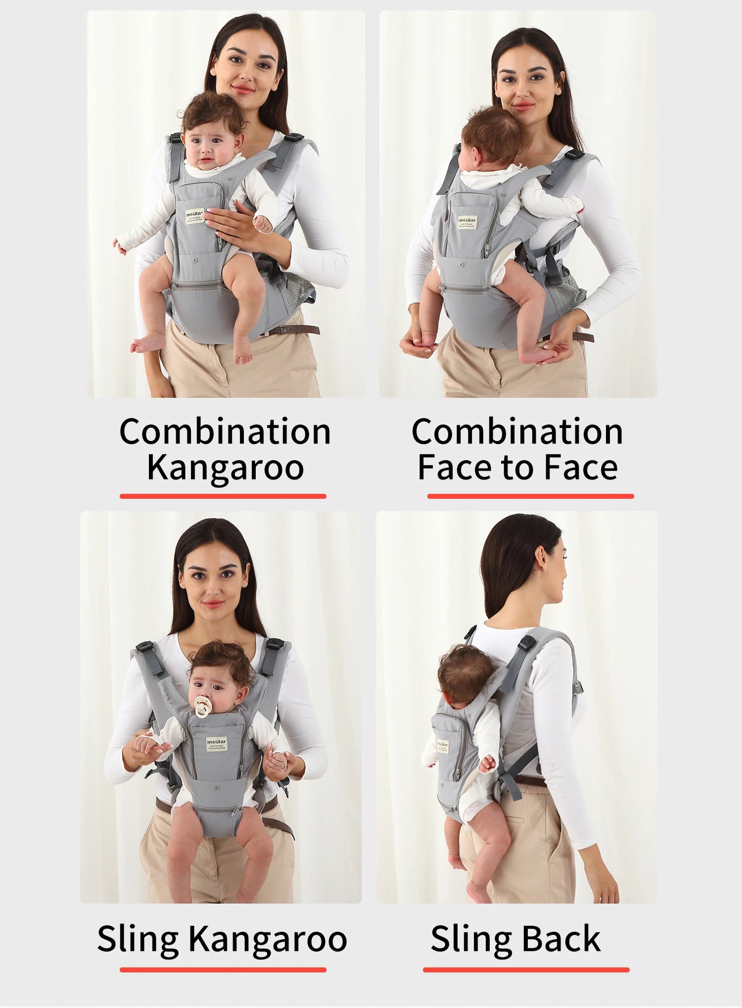 INSULAR Baby Carrier Breathable Child Waist Stool With Hip Seat Waist Stool Front Hold Portable Multi-functional 0-2Y