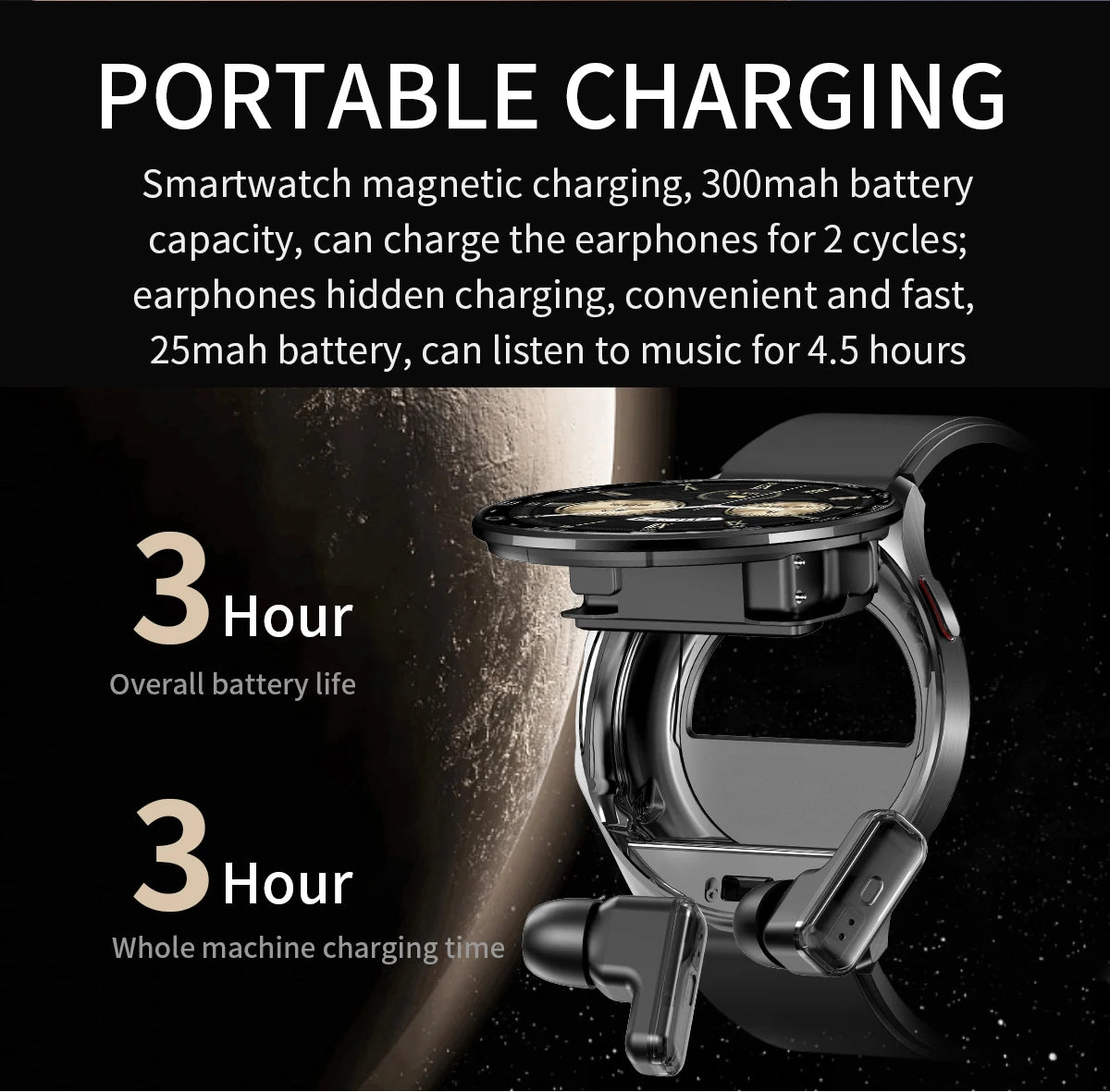 LIGE 2 In 1 TWS Headset Smart Watch 1.39" Women Men Sport Fitness Heart Rate Health Tracker Watches Earphone Music Smartwatch