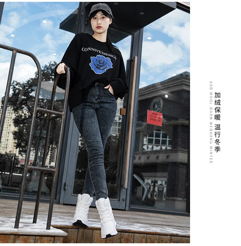 2023 Winter White Snow Boots Waterproof Non-slip Thicken Plush Warm Ankle Boots Women Shoes Botas Mujer Platform Shoes
