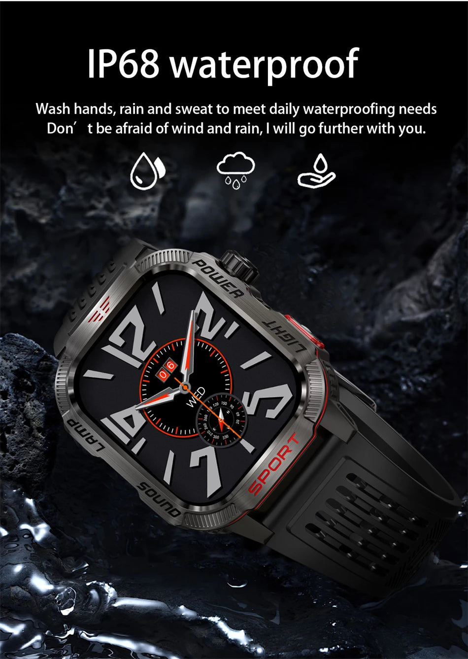 New For Huawei Xiaomi Military GPS Smart Watch Men Flashlight Compass Waterproof Outdoor Sport Tracker Bluetooth Call Smartwatch