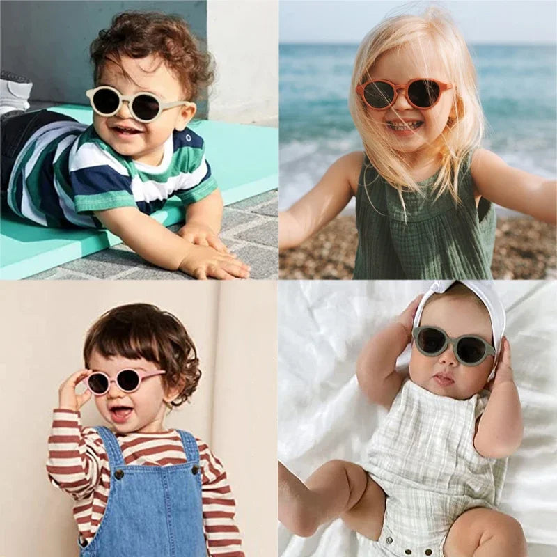 Vintage Round Outdoor Sun Protection Sunglasses Baby Girls Acrylic UV400 Sunglasses Kids Eyeglasses New Fashion Children Glasses