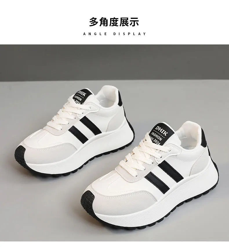 2026 Summer Thick-Soled Women Shoes Height-Increasing Women Sneakers Casual Skate Shoes Lace-Up Sports Running Shoes for Women