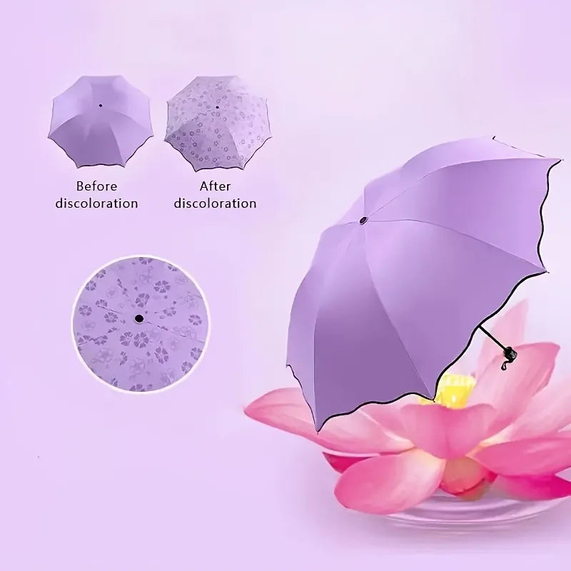 1 PCS rain sunshine both umbrella , With a Fashionable Design That Blooms When Exposed to Water, Providing Shade ,Sun Protection
