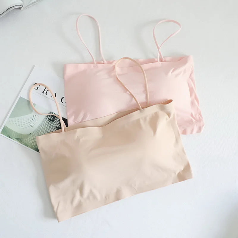 Women Sling Tube Top Bra Top Breathable Chest Pad Wearing Underwear Strapless Blouse Tube Top Bandeau Top