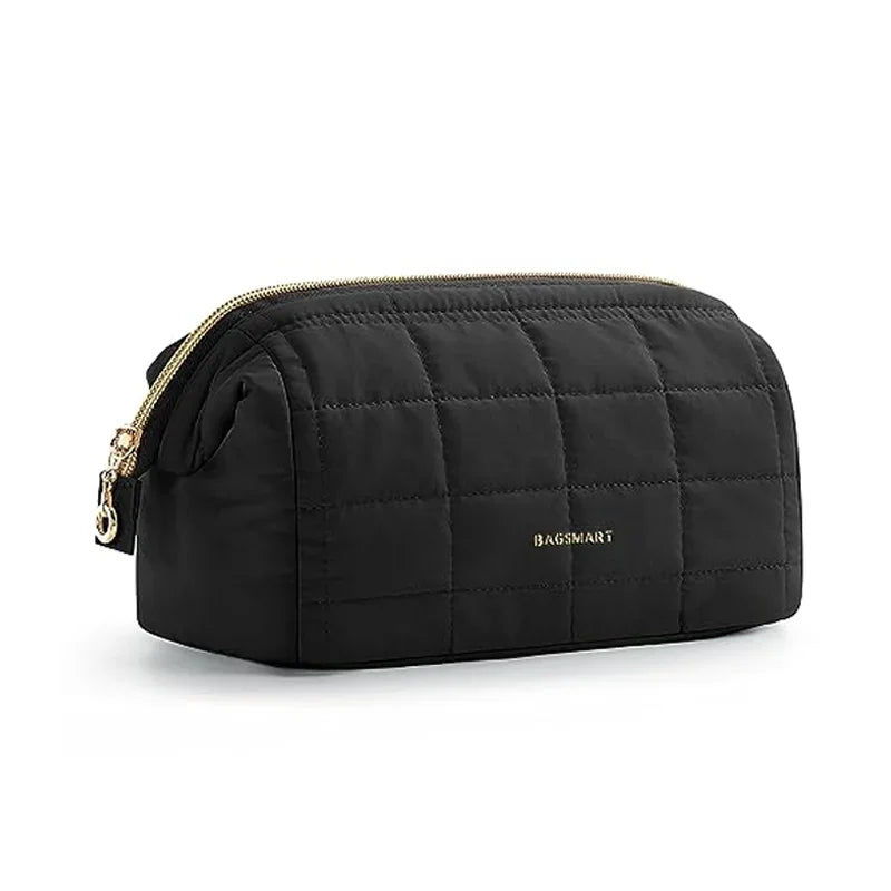 BAGSMART Makeup Bag Puffy Padded Make Up Bags for Women Makeup Organizer Case Wide-open Pouch Toiletry Bag Travel Essentials