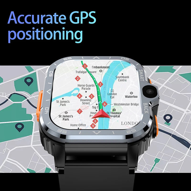 4G LTE Smartwatch Built-in GPS That Combines Video Voice and Wi-Fi Calls Messaging NFC 2 Cameras Google Play Smart Watch for Men