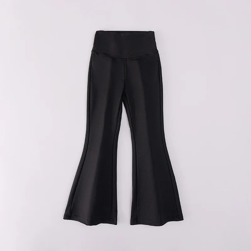 Girls Yoga Leggings Flared Pants High Waist Teenagers Stretch Elastic Waistband Kids Sportswear Trousers Autumn Spring