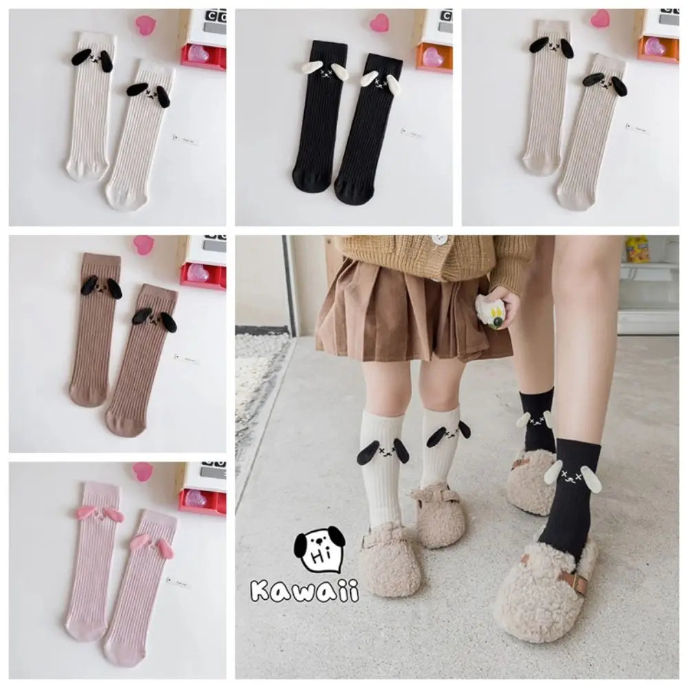 Medias para cachorros en 3D, calcetín de tubo medio, medias de algodón con dibujos animados, accesorios de tela de estilo coreano, calcetines para padres e hijos