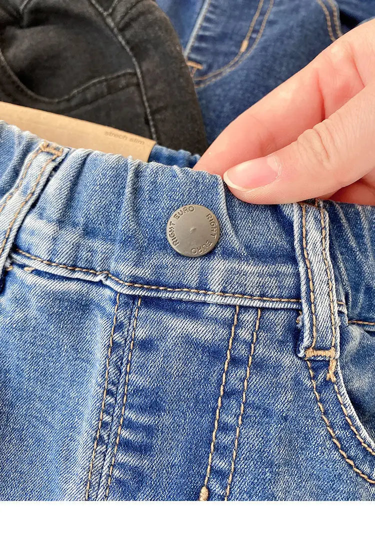 Pantalones vaqueros para niños 2024, primavera y otoño, nuevos pantalones elásticos de moda, ropa para niños, pantalones largos finos sueltos