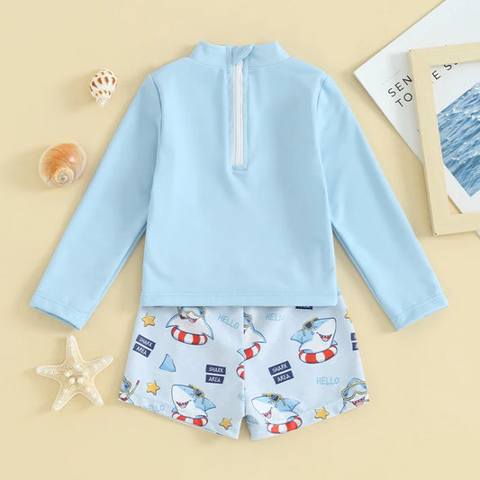 Co MMehjri Conjunto de traje de baño de manga larga con protección solar UPF para bebé y niño