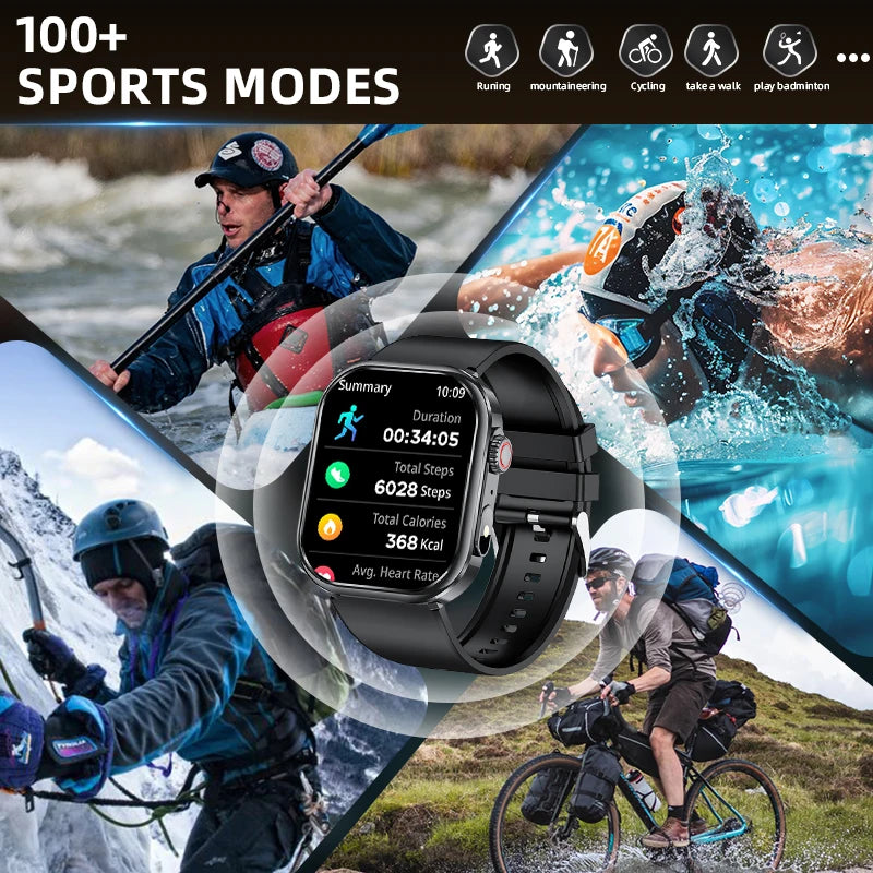 LIGE Women Smart Watch 2.01" IP68 Waterproof Outdoor Sports Tracker LED Flashlight Bluetooth Call Men Smartwatch For Android iOS