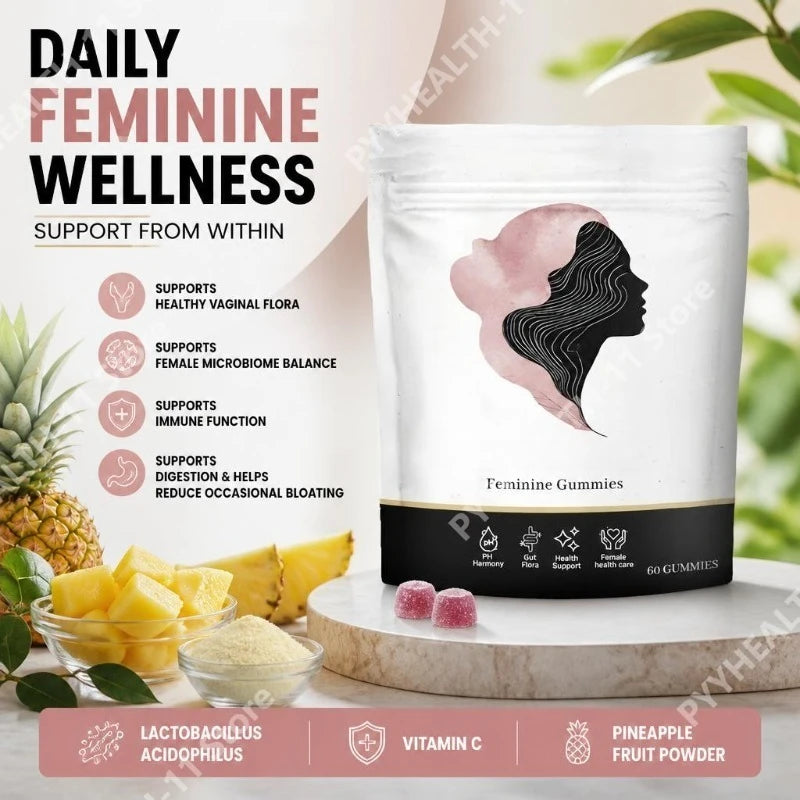 Vaginal Flora Gummies with Lactobacillus Acidophilus and Vitamin C Support for Female Microbiome Balance 60 Gummies